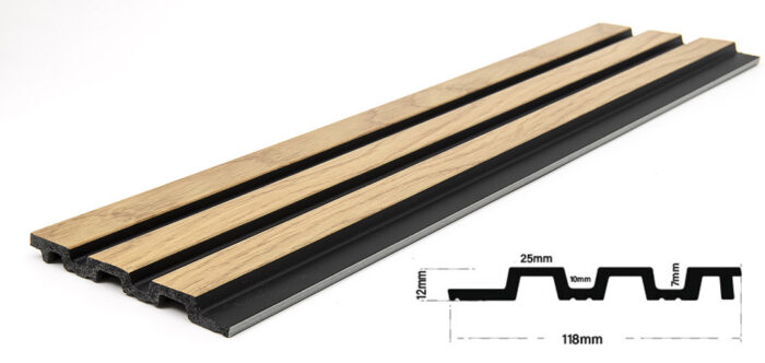 PS Panel Επένδυσης με 3D πηχάκια PIANO 1,2x12,2x290cm NAT. OAK/BLACK - Image 5
