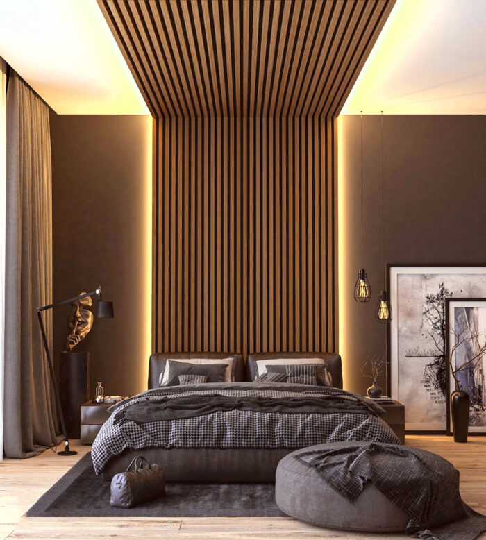 PS Panel Επένδυσης με 3D πηχάκια PIANO 1,2x12,2x290cm GOLDEN OAK/D.BROWN - Image 1
