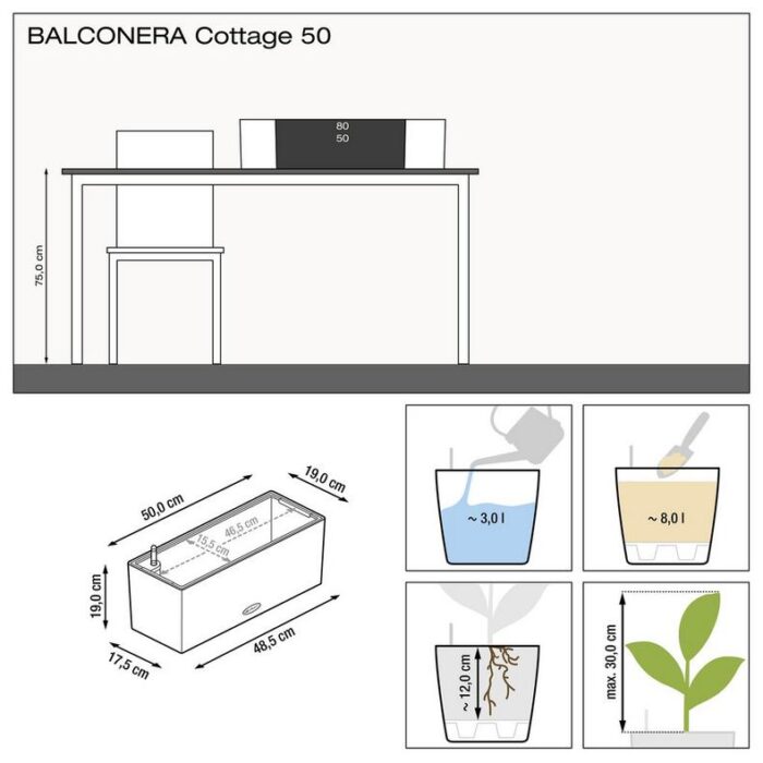 Αυτοποτιζόμενη Γλάστρα Lechuza Balconera Cottage White - Image 8