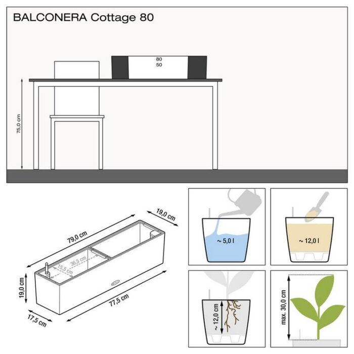 Αυτοποτιζόμενη Γλάστρα Lechuza Balconera Cottage White - Image 9