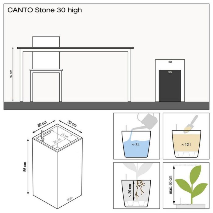 Αυτοποτιζόμενη Γλάστρα Lechuza Canto Stone High Sand Beige - Image 6