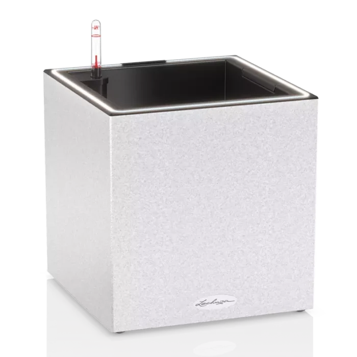 Αυτοποτιζόμενη Γλάστρα Lechuza Canto Stone LED Quartz White - Image 1