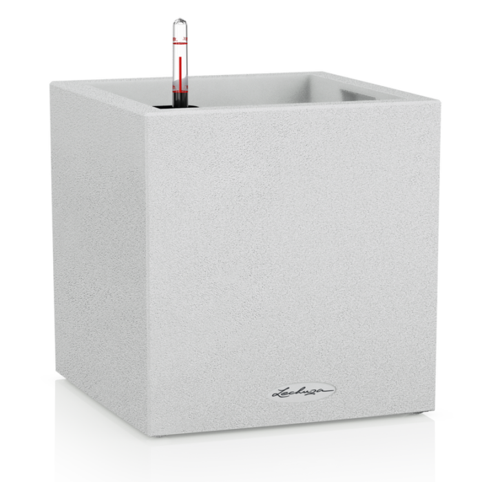 Αυτοποτιζόμενη Γλάστρα Lechuza Canto Stone Low Quartz White - Image 1