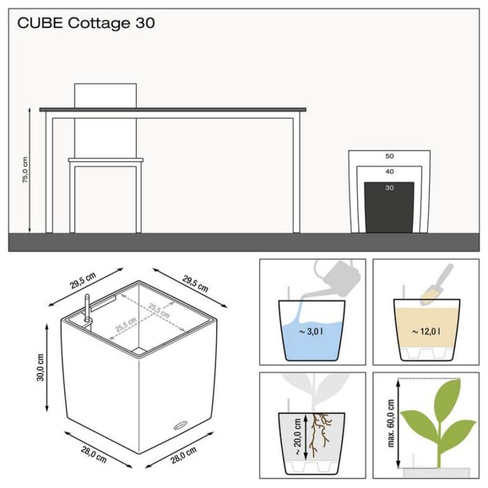 Αυτοποτιζόμενη Γλάστρα Lechuza Cottage Cube Mocha - Image 3