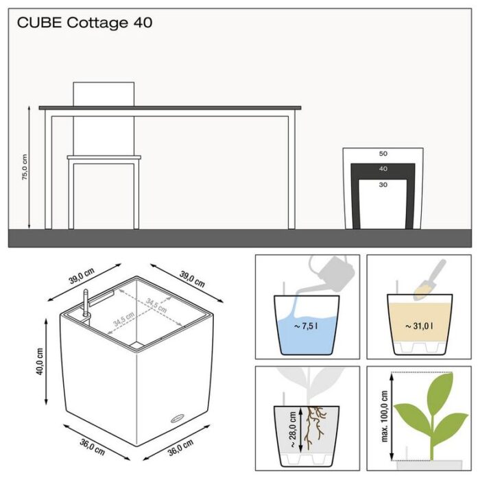 Αυτοποτιζόμενη Γλάστρα Lechuza Cottage Cube Mocha - Image 4