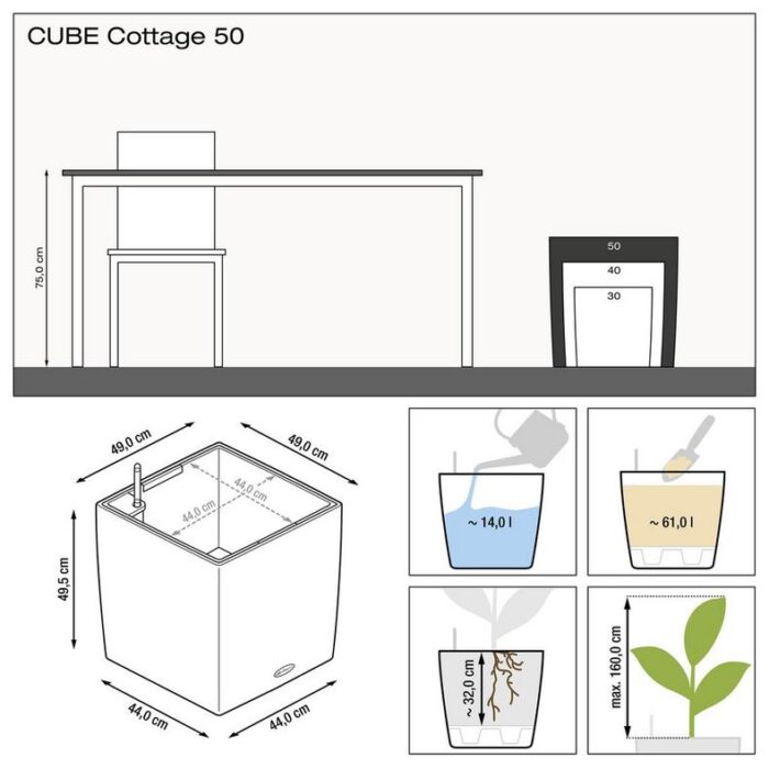 Αυτοποτιζόμενη Γλάστρα Lechuza Cottage Cube Mocha - Image 5