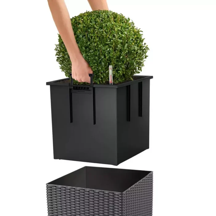 Αυτοποτιζόμενη Γλάστρα Lechuza Cottage Cube Graphite black - Image 3