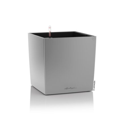 Αυτοποτιζόμενη Γλάστρα Lechuza Cube Silver Metallic