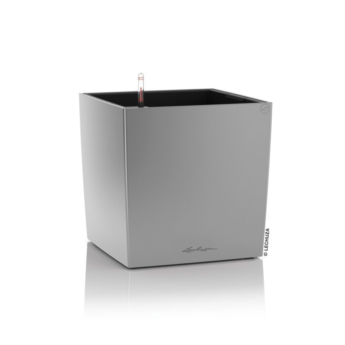 Αυτοποτιζόμενη Γλάστρα Lechuza Cube Silver Metallic - Image 1