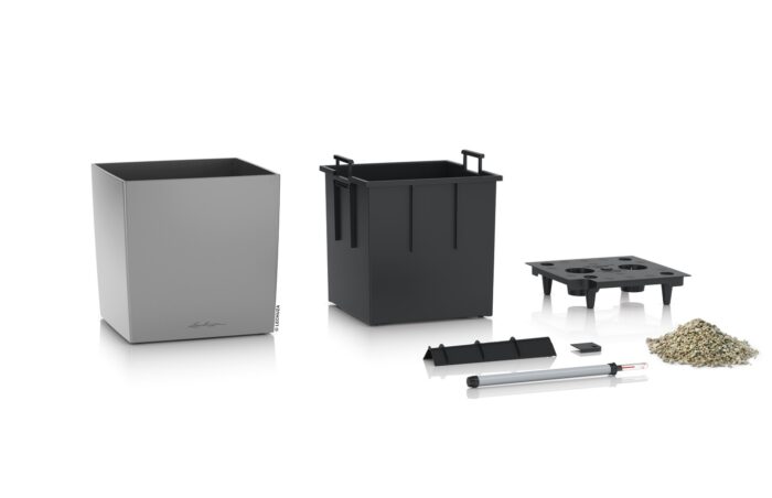 Αυτοποτιζόμενη Γλάστρα Lechuza Cube Silver Metallic - Image 3