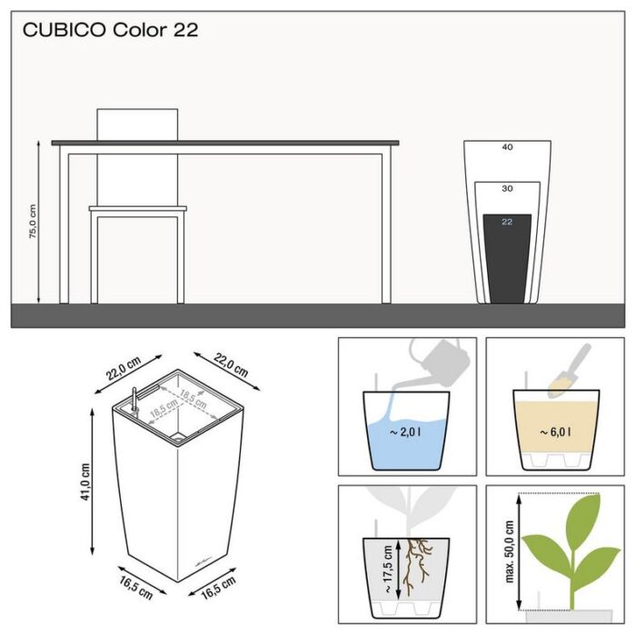 Αυτοποτιζόμενη Γλάστρα Lechuza Cubico Color White - Image 13