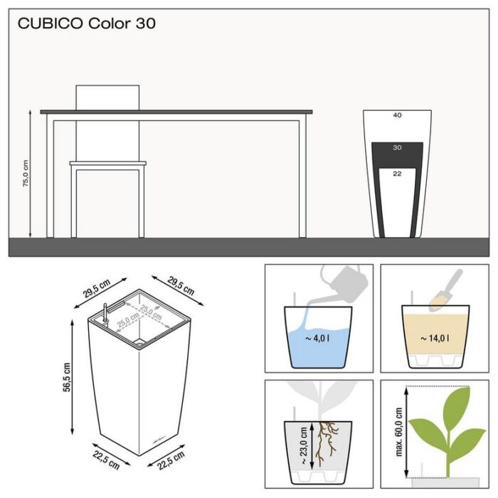 Αυτοποτιζόμενη Γλάστρα Lechuza Cubico Color White - Image 14