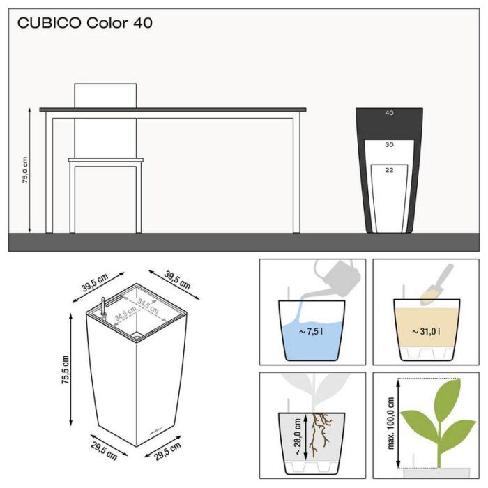 Αυτοποτιζόμενη Γλάστρα Lechuza Cubico Color White - Image 15