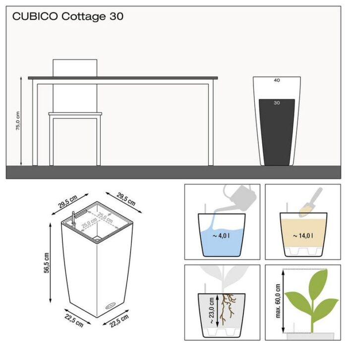 Αυτοποτιζόμενη Γλάστρα Lechuza Cubico Cottage Mocha - Image 5