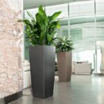 Αυτοποτιζόμενη Γλάστρα Lechuza Cubico Alto Charcoal Metallic High Gloss (Y)105x40x40cm - Image 5