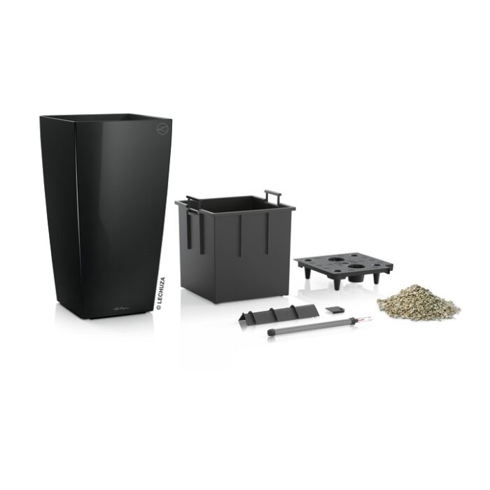 Αυτοποτιζόμενη Γλάστρα Lechuza Cubico Black High Gloss - Image 4