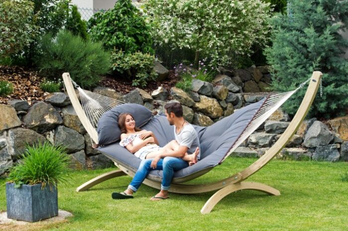 Αιώρα Fat Taupe 237x146cm με ξύλινη βάση Olymp - Image 1