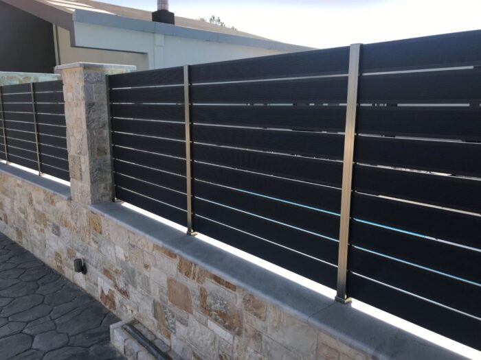 WPC τάβλα περίφραξης Dark Grey αυλακωτή 2x11x360 cm (050) - Image 2