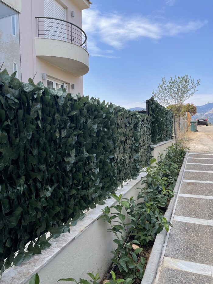 Συνθετικός Φράχτης Φυλλωσιά Πράσινο Σκούρο σε πλέγμα 150x300cm - Image 3