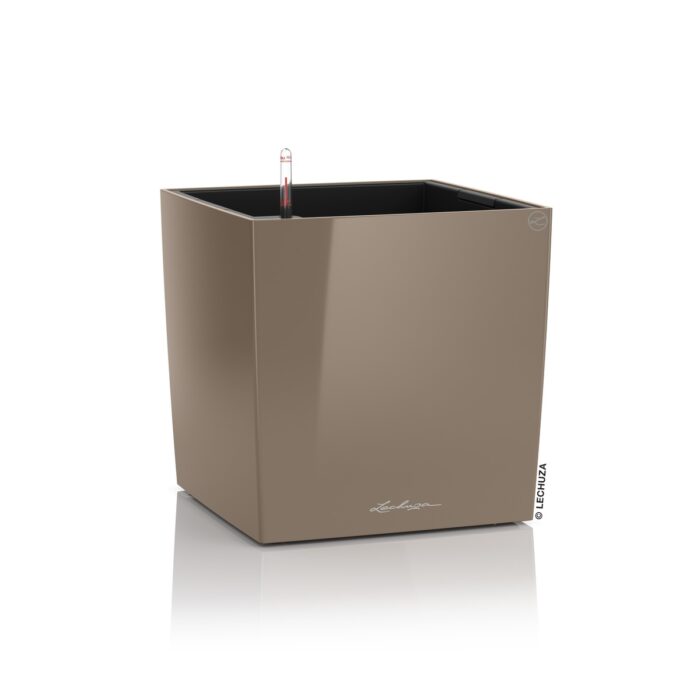 Αυτοποτιζόμενη Γλάστρα Lechuza Cube Taupe High Gloss - Image 1