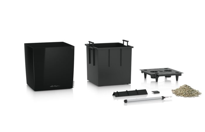 Αυτοποτιζόμενη Γλάστρα Lechuza Cube Black High Gloss - Image 2