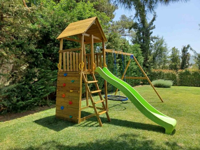 Blue Rabbit Πύργος Belvedere με ύψος τσουλήθρας 120 cm & προέκταση Κούνιας Basic - Image 6