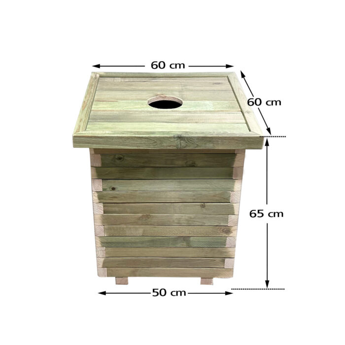 Ξύλινος κάδος απορριμμάτων τετράγωνος 50x50x65cm 160lt - Image 1