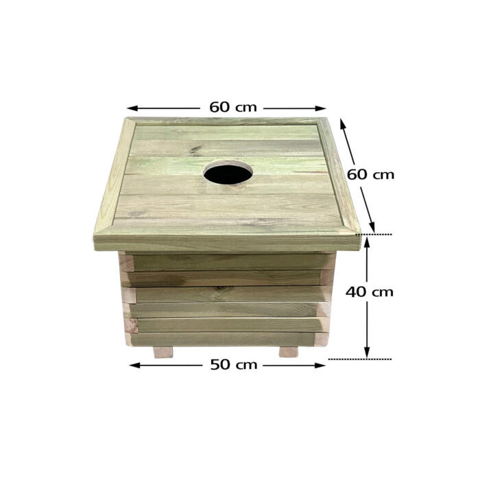 Ξύλινος κάδος απορριμμάτων τετράγωνος 50x50x40cm 60lt - Image 1