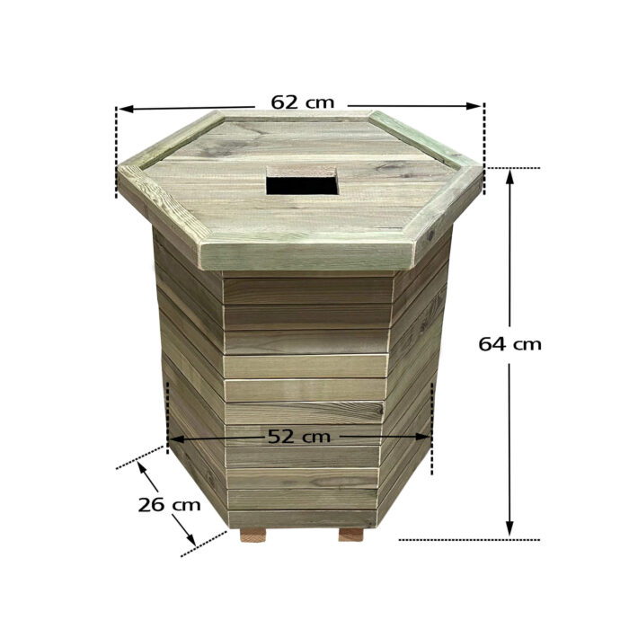 Ξύλινος κάδος απορριμμάτων εξάγωνος Δ52x64cm 110lt - Image 1