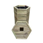 Ξύλινος κάδος απορριμμάτων εξάγωνος Δ52x94cm 170lt - Image 2