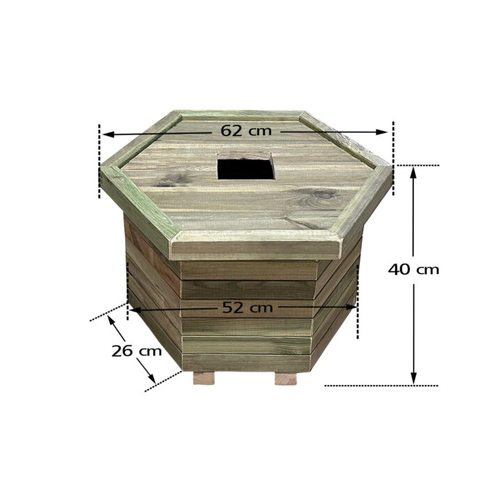 Ξύλινος κάδος απορριμμάτων εξάγωνος Δ52x40cm 60lt - Image 1