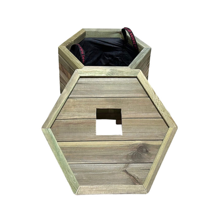 Ξύλινος κάδος απορριμμάτων εξάγωνος Δ52x40cm 60lt - Image 2