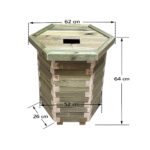 Ξύλινος κάδος απορριμμάτων εξάγωνος Δ52x64cm 110lt