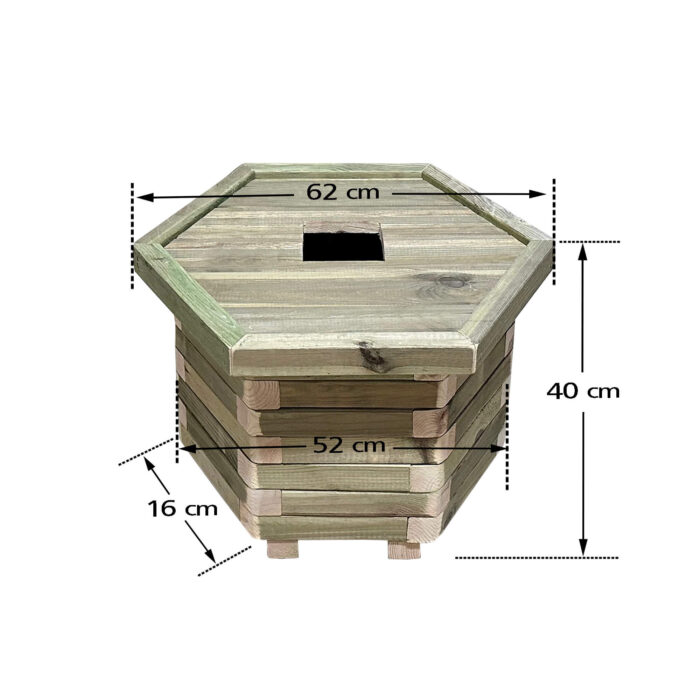Ξύλινος κάδος απορριμμάτων εξάγωνος Δ52x40cm 60lt - Image 1