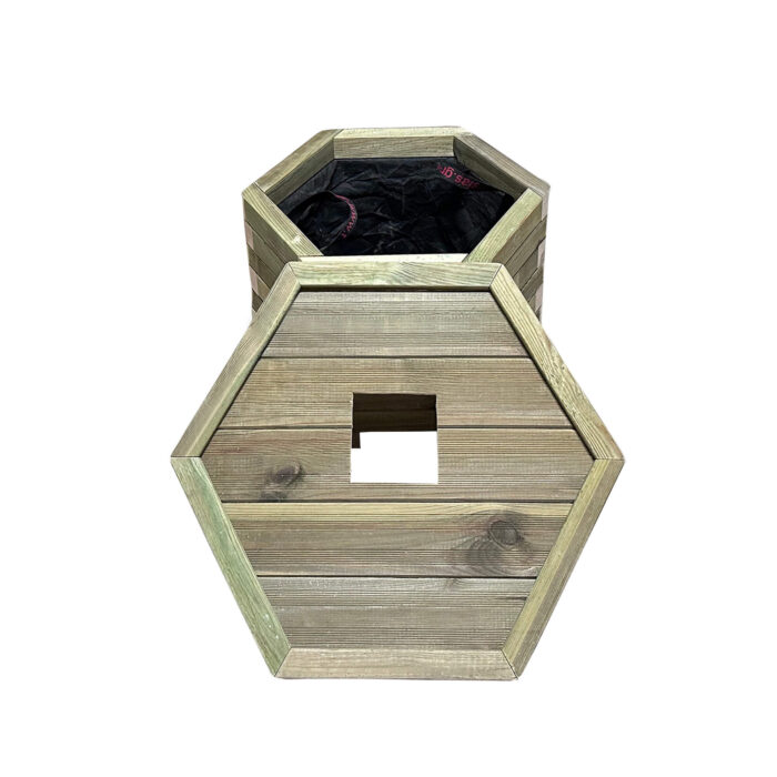 Ξύλινος κάδος απορριμμάτων εξάγωνος Δ52x40cm 60lt - Image 2