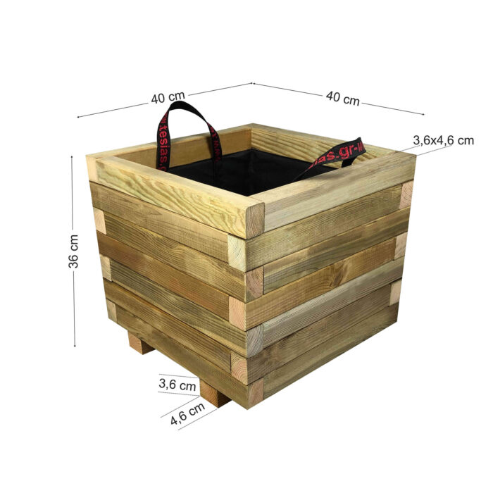 Ξύλινη Γλάστρα Τετράγωνη 30 x 30 x 32 cm βαρέως τύπου - Image 2