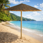 Ομπρέλα θαλάσσης ψάθινη ενισχυμένη με κολάρο Επαγγελματική (Φ)210cm