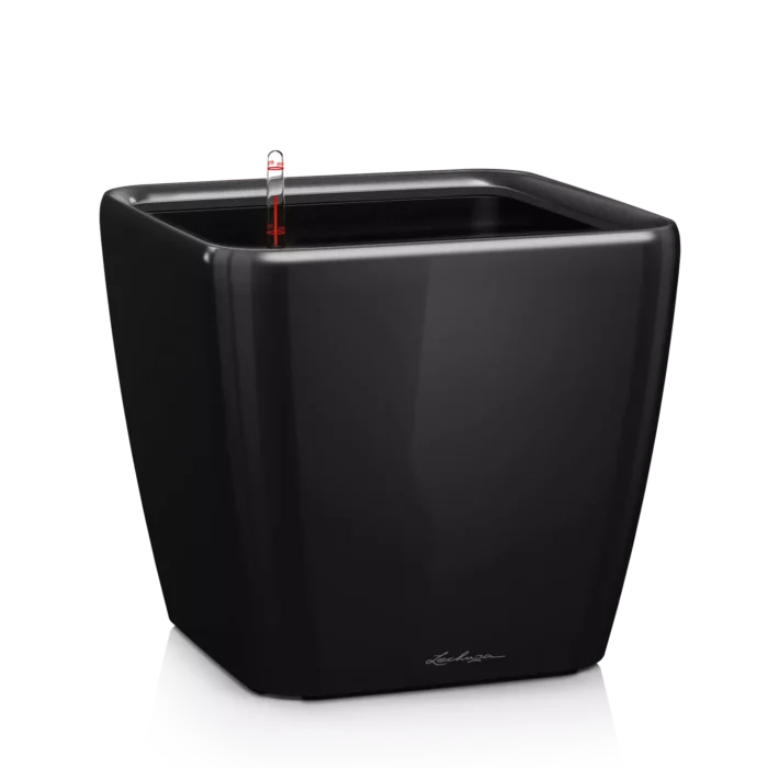 Αυτοποτιζόμενη Γλάστρα Lechuza Quadro Black High Gloss - Image 1