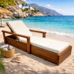 Ξύλινη ξαπλώστρα παραλίας επαγγελματική 210x62x53cm Νο5