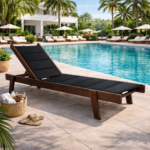 Ξύλινη ξαπλώστρα παραλίας επαγγελματική καρυδί-μαύρο 204x65x31,5-92,5Υεκ.