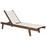 Ξύλινη ξαπλώστρα παραλίας επαγγελματική καρυδί-εκρού 204x65x31,5-92,5Υεκ. - Image 2