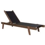 Ξύλινη ξαπλώστρα παραλίας επαγγελματική καρυδί-μαύρο 204x65x31,5-92,5Υεκ. - Image 2