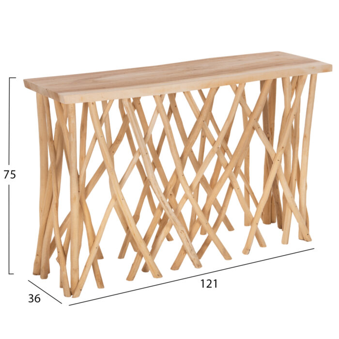Κονσόλα Krant με κλαδιά μασίφ Teak 121x36x75(Y)εκ. - Image 3