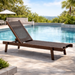 Ξαπλώστρα παραλίας επαγγελματική Οξιά καρυδί-καφέ 200x66x31Υ cm