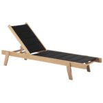 Ξύλινη ξαπλώστρα παραλίας επαγγελματική φυσικό-μαύρο 204x65x31,5-92,5Υεκ. - Image 2