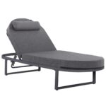 Ξαπλώστρα παραλίας αλουμινίου επαγγελματική σκούρο γκρι 191,5x60x89,5Υεκ. με μαξιλάρι - Image 2