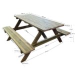 Ξύλινο τραπέζι πικ-νικ για κήπο 150 Χ 150 cm βαρέως τύπου - Image 2