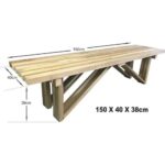 Ξύλινο παγκάκι κήπου 150 Χ 40 Χ 38cm