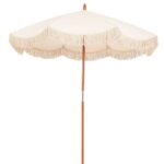 Ομπρέλα Boho (Φ)180x245cm με ύφασμα και Μακραμέ