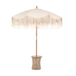 Ομπρέλα Boho (Φ)180x245cm με ύφασμα και Μακραμέ - Image 3